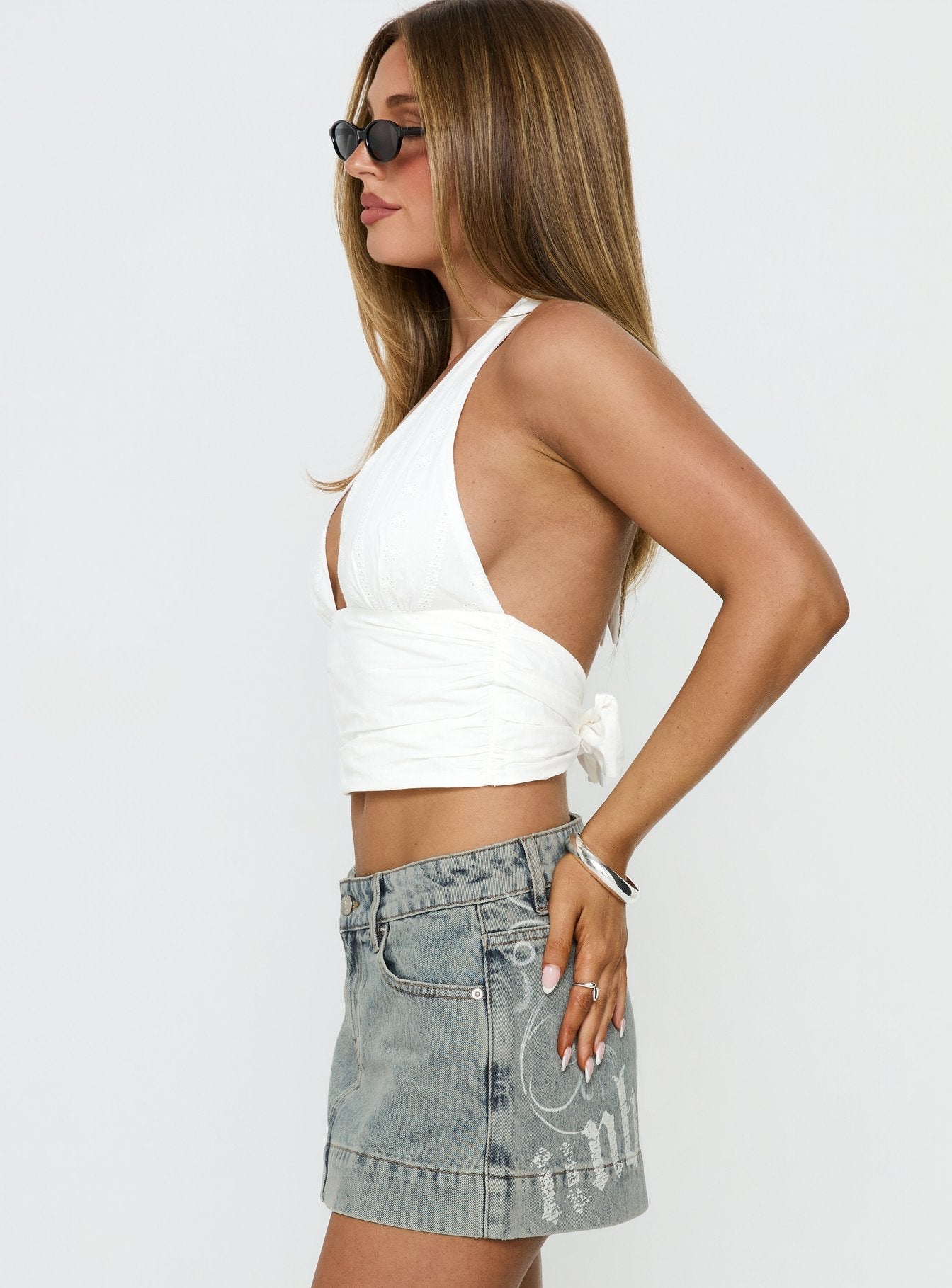 Lidiana Halter Wrap Top White