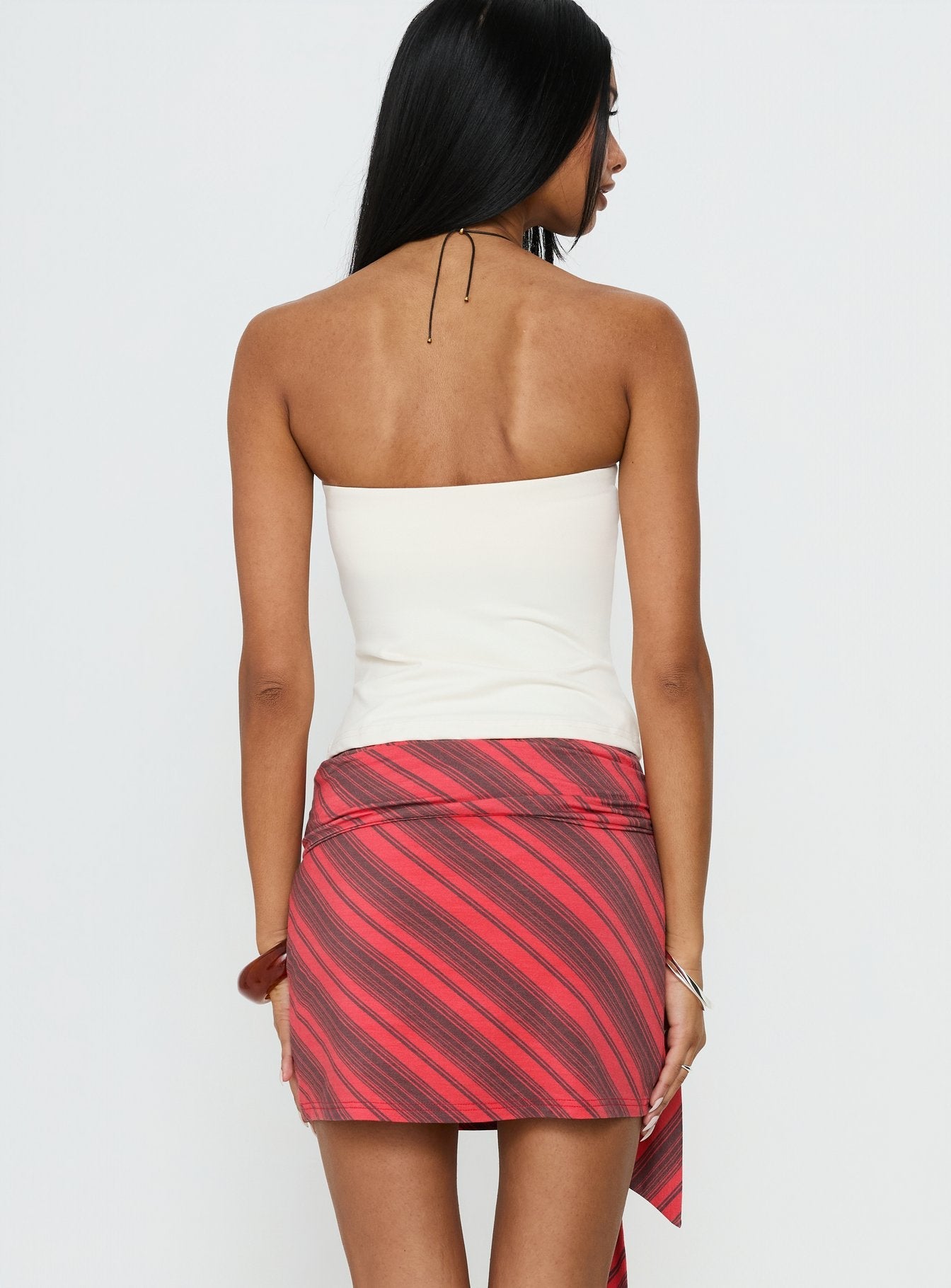 Lindsy Tie Side Mini Skirt Red Multi