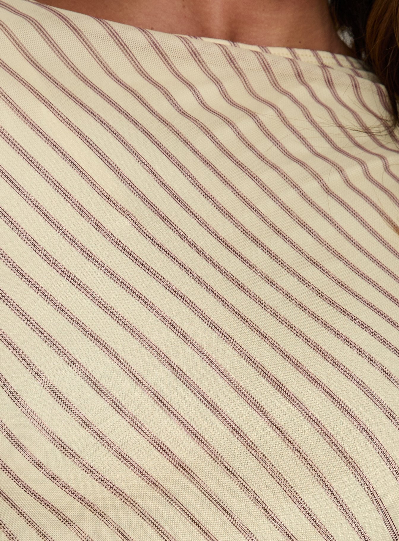 Elevara Boat Neck Top Yellow / Red Stripe