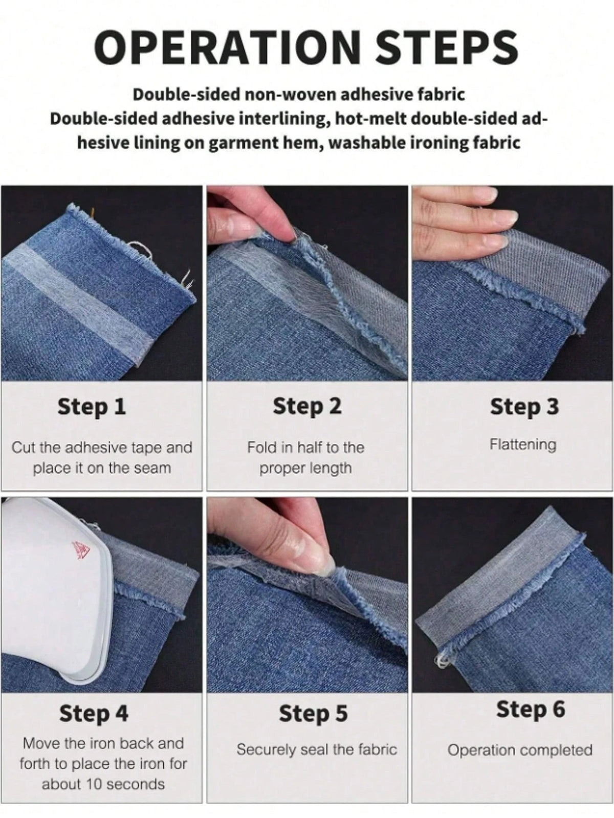 1pc Double-Sided Iron-On Hemming Tape, Strong Adhesive Heat Bonding Tape, Iron-On Fusible Web For Clothing Alterations, Pants, Jeans, Skirts